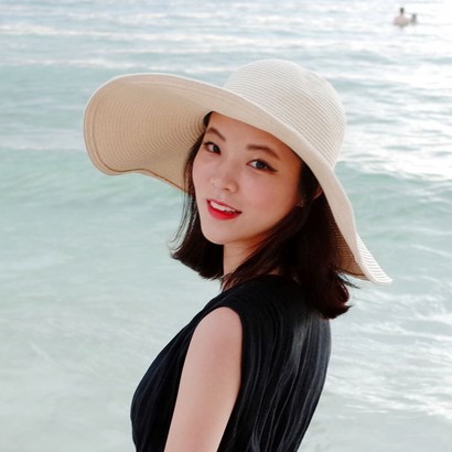 제이제이나인 여성용 밀짚 와이드 빅 챙 비치 모자 SH994-1