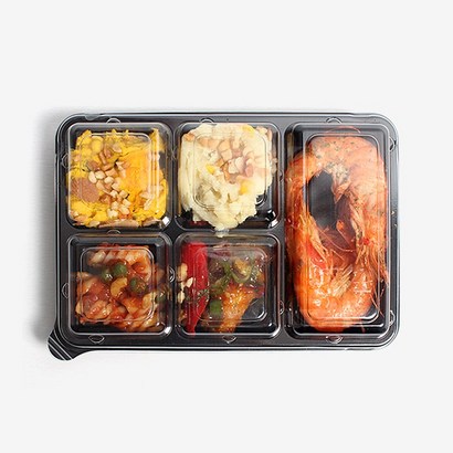 더컴퍼니 직사각 5칸 반찬용기 배달용기 100개 600개