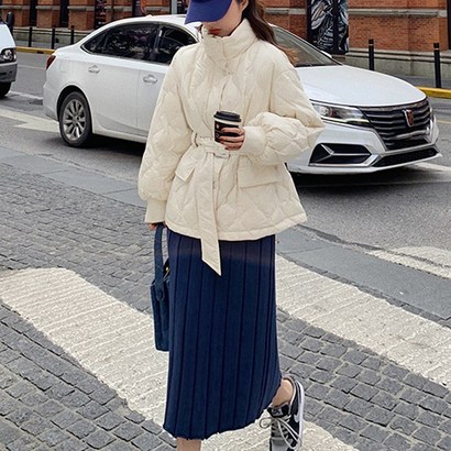 스타일아유 여성 하이넥누빔점퍼 스트랩 패딩점퍼 포근한 아우터