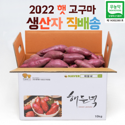 생산자직배송/ 22년 무농약 해들녘 세척 고창황토고구마 3 /5 / 사이즈