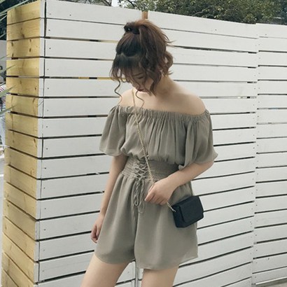 타니즈 니플 여성 오프숄더 밴딩 미니 원피스