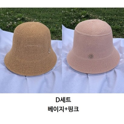 느와드코코 큐빅 장식 밀짚 지사 버킷햇 바캉스 여름모자