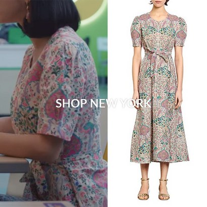 SANDRO IRYA FLORAL-PRINT MIDI DRESS 리뷰후기