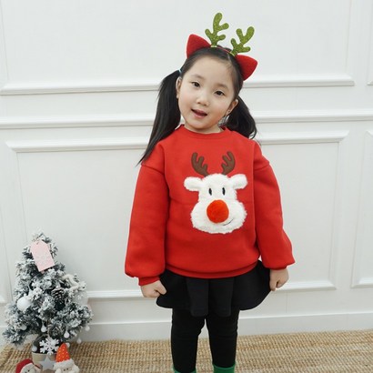 유아 크리스마스옷 루돌프 티셔츠 크리스마스 룩 유아 아기 여아 남아 맨투맨 티셔츠