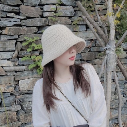느와드코코 중챙 볼륨 도톰한 니트 뜨개 짜임 겨울 버킷햇 모자