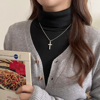 써지컬스틸 십자가 패션 악세사리 커플 우정 남녀공용 목걸이