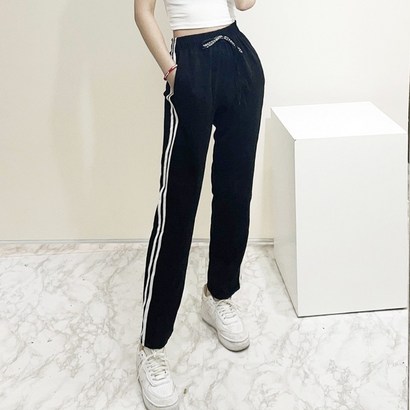 VANANA2 여성용 트랙 두줄 트레이닝 일자 팬츠