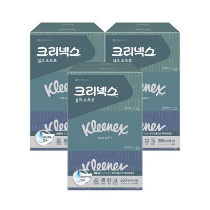 크리넥스 실크소프트 미용티슈 천연펄프 2겹 250매