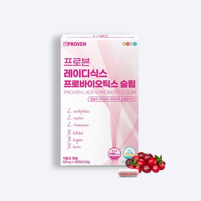 레이디식스 프로바이오틱스 슬림 여성유산균 100억유산균 프리바이오틱스 크랜베리 함유