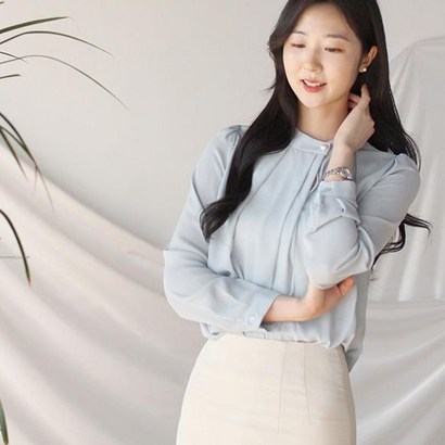 오피스룩블라우스 면접블라우스 봄블라우스 핑크블라우스 진주블라우스 하이넥블라우스 셔링블라우스 쉬폰블라우스 여자면접복장 여성면접복 오피스블라우스
