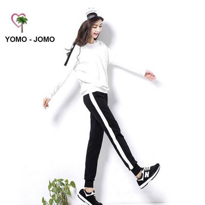 요모조모 YJ853 여성 투피스 라운드넥 편한 줄 라인 운동복 트레이닝 긴팔 티셔츠 긴 바지 겨울