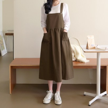 데일리앤 브러쉬 포켓 오버 멜빵 원피스 리뷰후기