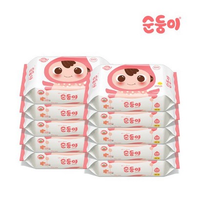 순둥이 베이직 무향 엠보싱 유아물티슈 플러스 리필형