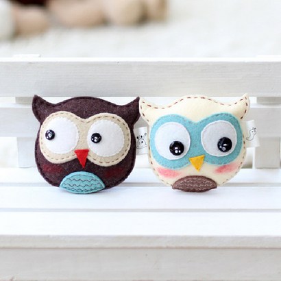 베이비 부엉이 브롯치 펠트 양말인형 교구diy