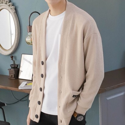 더맨쉽 코듀로이 투포켓 오버핏 브이넥 가디건 DTT23005
