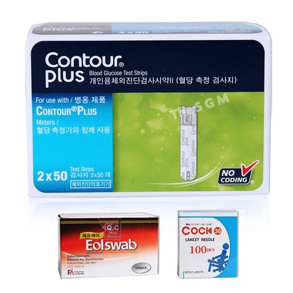 컨투어 플러스 혈당시험지 1박스 100매침 100개솜 100개