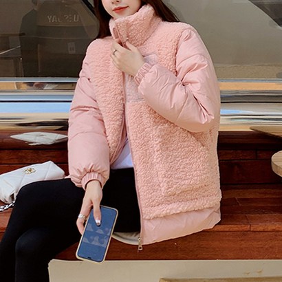 스타일아유 여성 배색 집업 뽀글이 패딩 점퍼 데일리 겨울자켓
