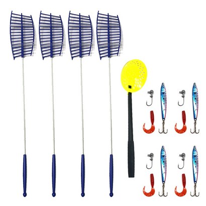 송어 산천어채비4견지낚시대4얼음뜰채1 4인세트 얼음낚시대세트