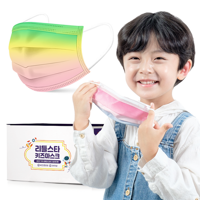 코코 국내생산 아동용 레인보우마스크 제니 소형 초소형 컬러 연핑크 키즈 레인보우 어린이 아동 패션 일반 일회용마스크 50매
