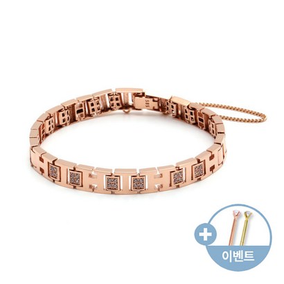 18K 팔찌 두꺼운 H 사각 큐빅 팔찌 JNB21382
