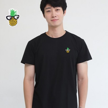 멋지군 코오롱 쿨론 기능성 파인애플 자수 반팔 쿨 티셔츠