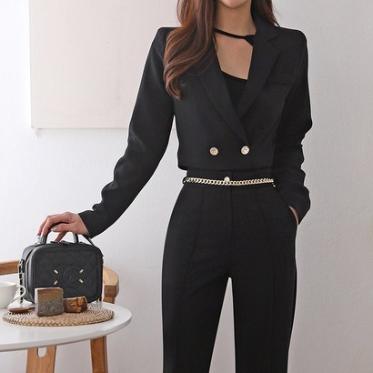 하늘하리 크롭 자켓 트렌드 럭셔리 백화점 룩