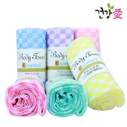일본 타츠네 바둑무늬 샤워타올 리뷰후기