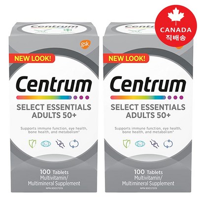 CENTRU 센트룸 SEECT 에센셜 50세 이상 남녀공용 종합영양제 멀티미네랄 100정-2병