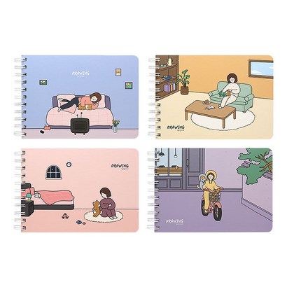 보리 드로잉노트 3 4개/드로잉북/스케치북/미니스케치북/노트/무선노트/스프링노트/단체선물/판촉물