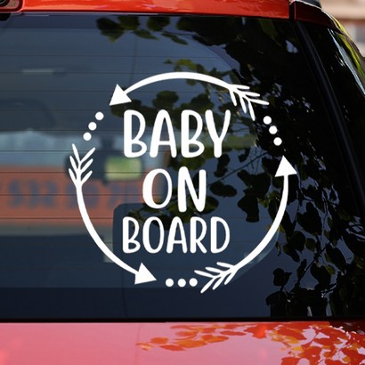 그릿컬쳐 아기가 타고있어요 차량 스티커 영문 #6 반사시트 흰색 Baby In Car 안전운전 아이가 타고 있어요 On Board
