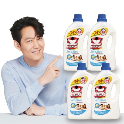 오미노비앙코 센서티브 농축 세탁 세제 일반 드럼세탁기 겸용 2리터 4병