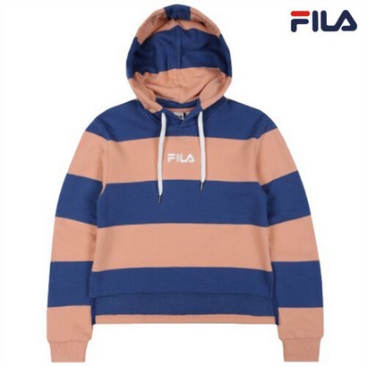 휠라 스트라이프 세미 크롭 후드티 FSOA3153F AT