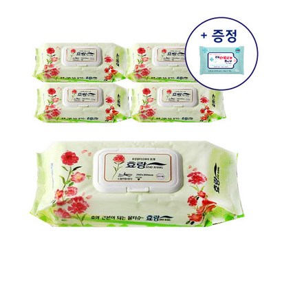 효랑 물티슈 엠보 캡형 60매입 빅사이즈 / 손세정물티슈증정