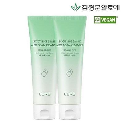 김정문알로에 큐어 마일드 알로에 폼 클렌져 2개