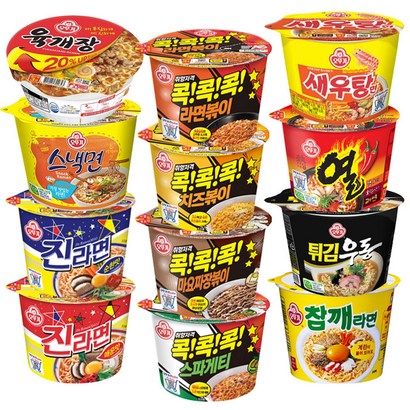 오뚜기 컵라면 진라면매운맛진라면순한맛육개장새우탕참깨라면스낵면열라면튀김우동콕콕콕4종