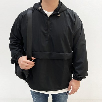 스타일자키 남성 오버핏 아노락 바람막이 반집업 후드티셔츠 리뷰후기