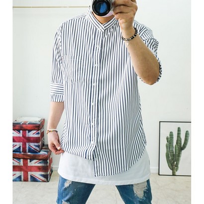 130사이즈 스트라이프 링클프리 7부남방 차이나셔츠 리뷰후기