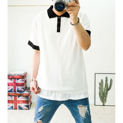 4XL 빅사이즈니트 기본 데일리 카라티 오버핏 반팔니트 리뷰후기