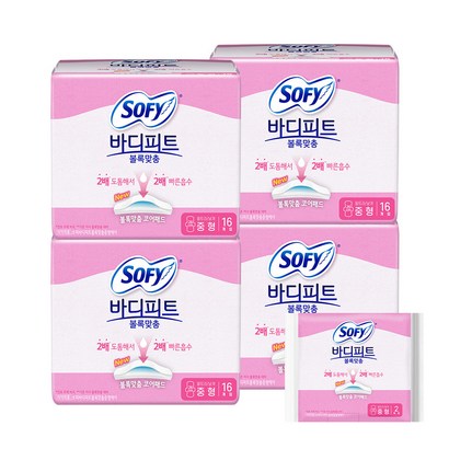 쏘피 볼록맞춤 생리대 중형 날개형