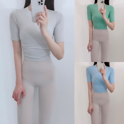 로라벨 쿨 샤벳 전문 반팔 필라테스복 요가복 필라테스옷 필라테스커버업 필라테스상의 요가 운동복 봄 여름 가을 리뷰후기