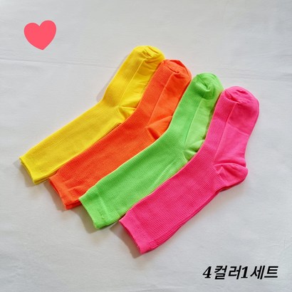 훼미리샵 여자장목 형광양말 4가지색