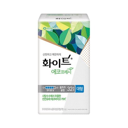 화이트 에코프레시 울트라슬림 대형 생리대 날개형