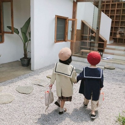 유아 남아 여아 남매룩 세일러 트렌치 봄 코트