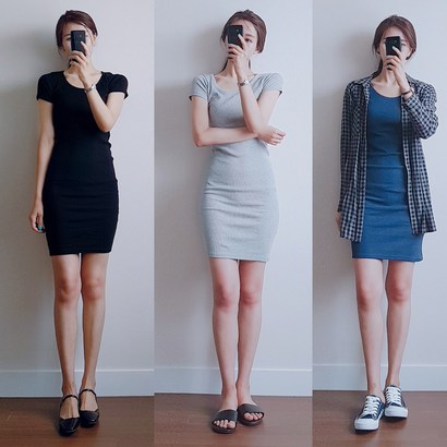 나날샵 반팔라임원피스)골지원피스 미디원피스 반팔원피스 캐주얼원피스 여성의류 리뷰후기