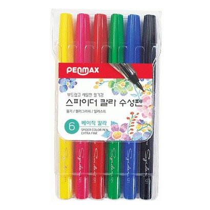 펜맥스 스파이더 수성펜 6색 베이직