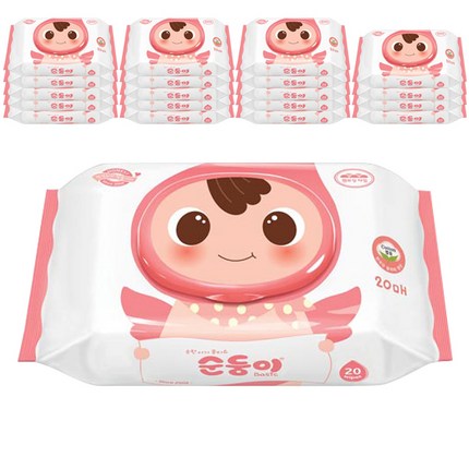 순둥이 베이직 무향 엠보싱 휴대용 유아물티슈 캡형, 20팩