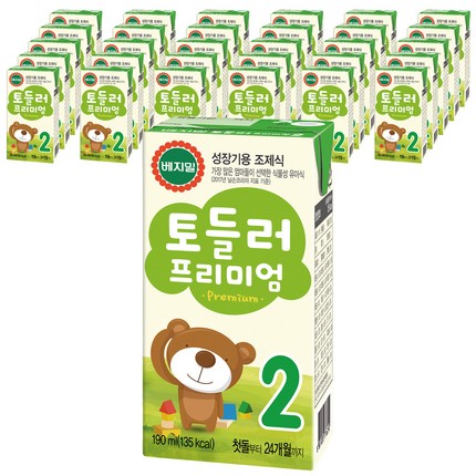 베지밀 토들러 프리미엄 2단계 아기두유 190ml, 64팩