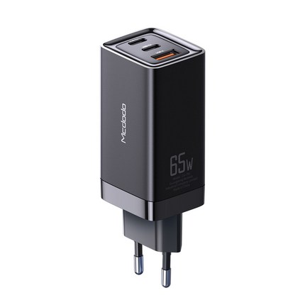 맥도도 GaN PD3.0 PPS 65W 초고속 미니 3포트 멀티충전기, 블랙, 1개