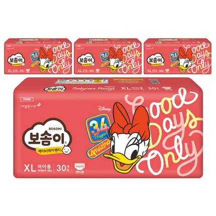 보솜이 베이비케어 팬티형 기저귀 여아용 특대형 XL (13~18kg), 120매