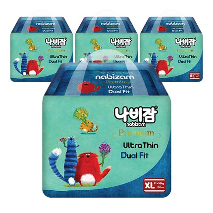 나비잠 울트라씬 듀얼핏 팬티형 기저귀 특대형 5단계(11~16kg), 104매